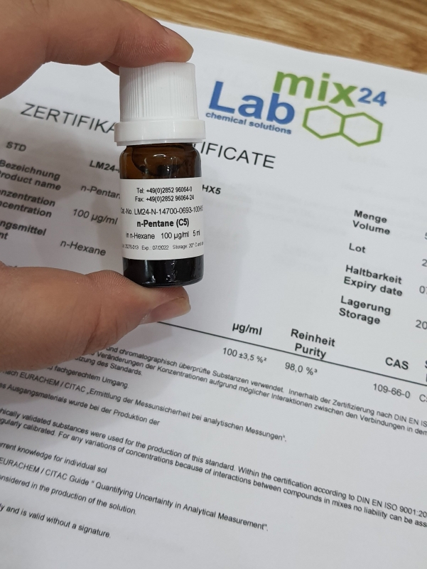 Dung dịch chuẩn n-Pentane (C5) 100 µg/mL trong Hexane, Labmix24