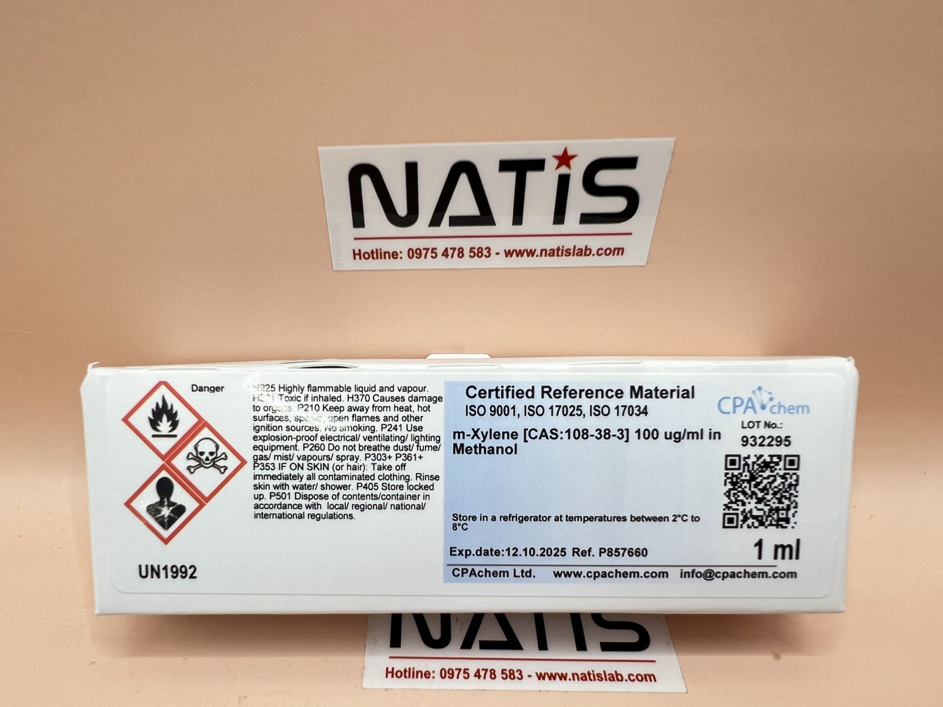 Dung dịch chuẩn m-Xylene [CAS:108-38-3] 100 ug/ml in Methanol, mã P857660, hãng CPAchem - Bungari