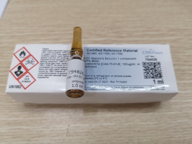 Dung dịch chuẩn Acetonitrile [CAS:75-05-8] 100ug/ml  in Methanol, lọ 1mL, CPAchem