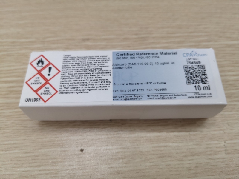 Dung dịch chuẩn Aldicarb [CAS:116-06-3]  10 ug/ml in Acetonitrile, lọ 1mL, CPAchem