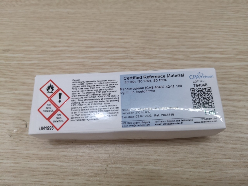 Dung dịch chuẩn Pendimethalin [CAS:40487-42-1]  100 ug/ml  in Acetonitrile, lọ 1mL, CPAchem