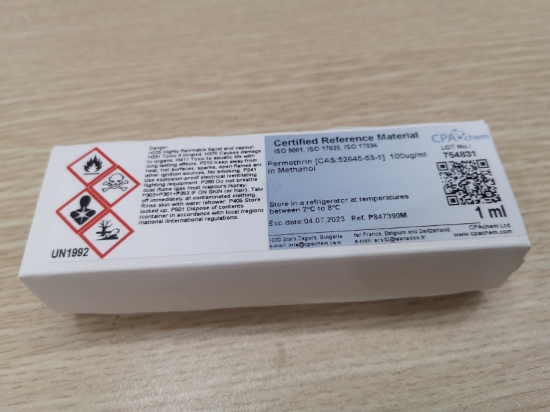 Dung dịch chuẩn Permethrin [CAS:52645-53-1]  100ug/ml  in Methanol, lọ 1mL, CPAchem