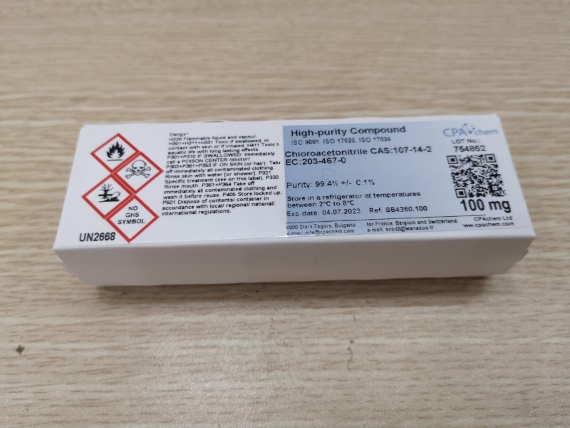 Chất chuẩn Chloroacetonitrile [CAS:107-14-2], lọ 100mg, CPAchem