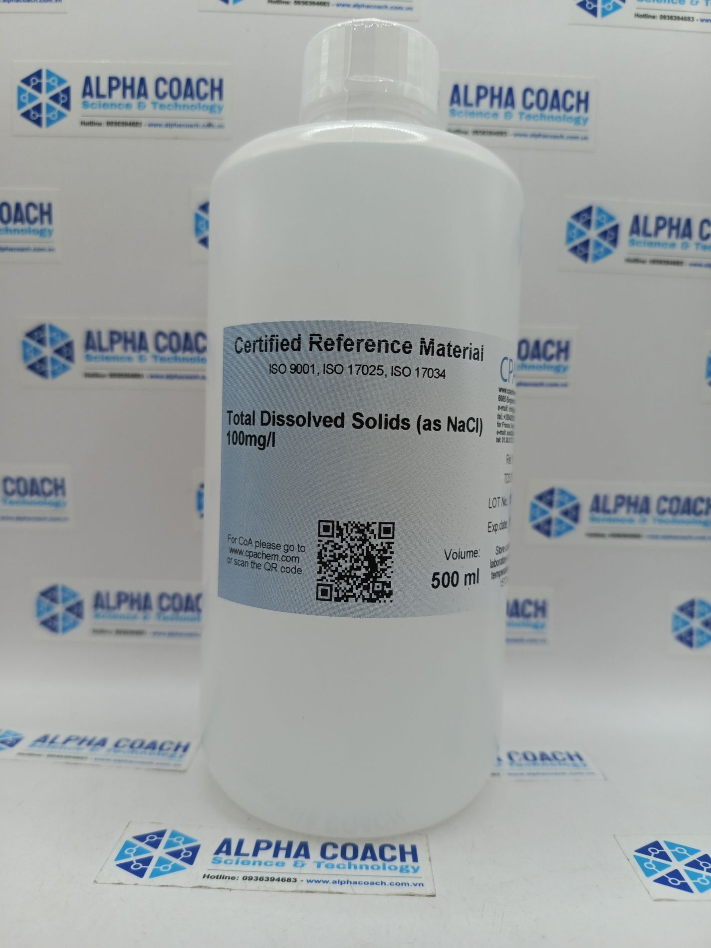 Dung dịch chuẩn Tổng chất rắn hòa tan - Total Dissolved Solids (as NaCl) 100mg/l, mã TDS100.L5, hãng CPAchem - Bungari