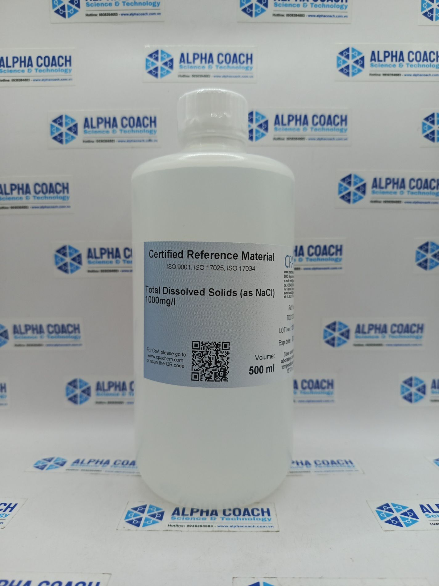 Dung dịch chuẩn TDS 1000mg/L - Total Dissolved Solids (as NaCl) 1000mg/l, mã TDS1000.L5, hãng CPAchem, Bungari