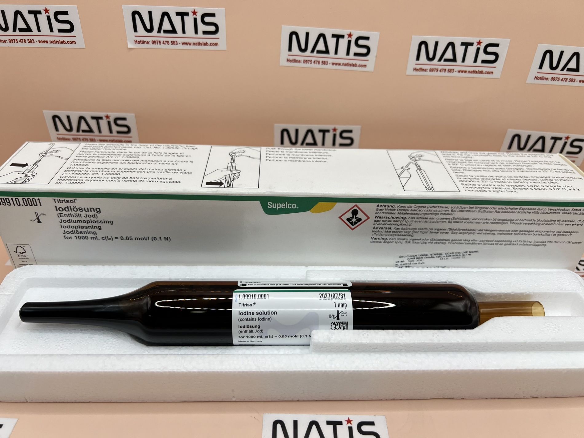 Ống chuẩn Iodine, 0,05 mol/l (0,1 N), Merck