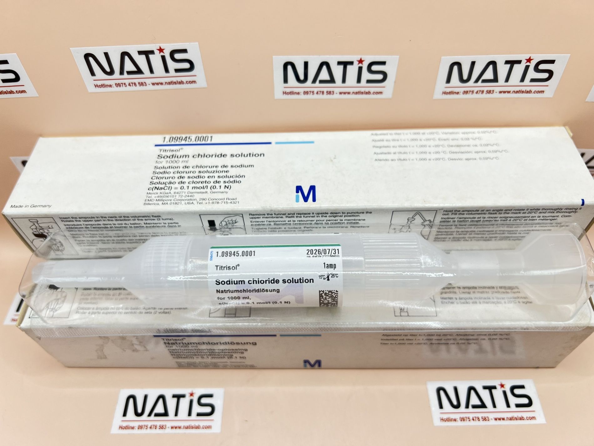Ống chuẩn NaCl, 0,1N, Merck