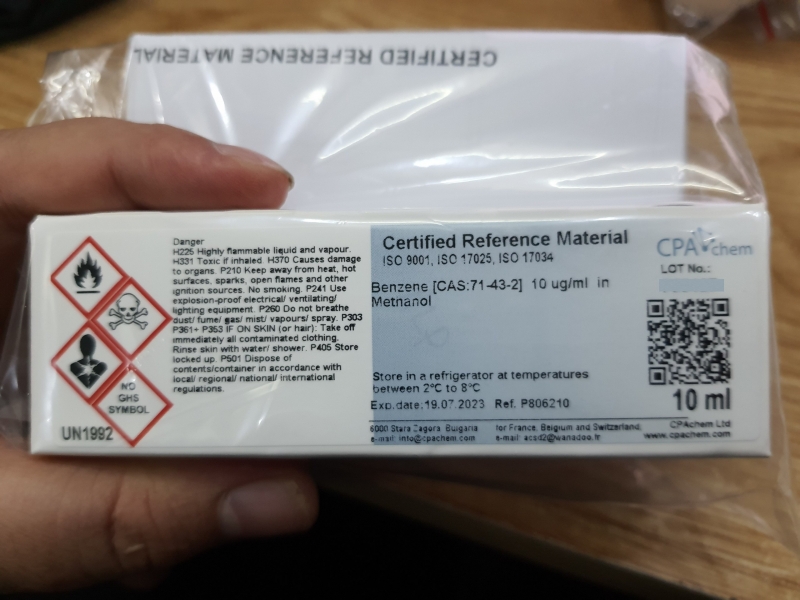 Dung dịch chuẩn Benzene [CAS:71-43-2] 10 ug/ml, ống 10mL, CPAchem