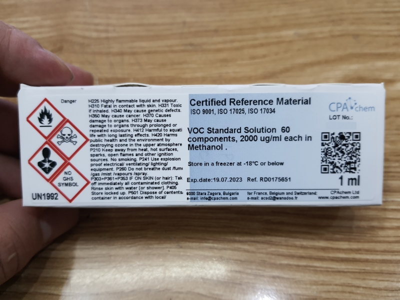Dung dịch chuẩn VOC mix 60 thành phần theo EPA 502, 2000ug/ml, ống 1mL, CPAchem
