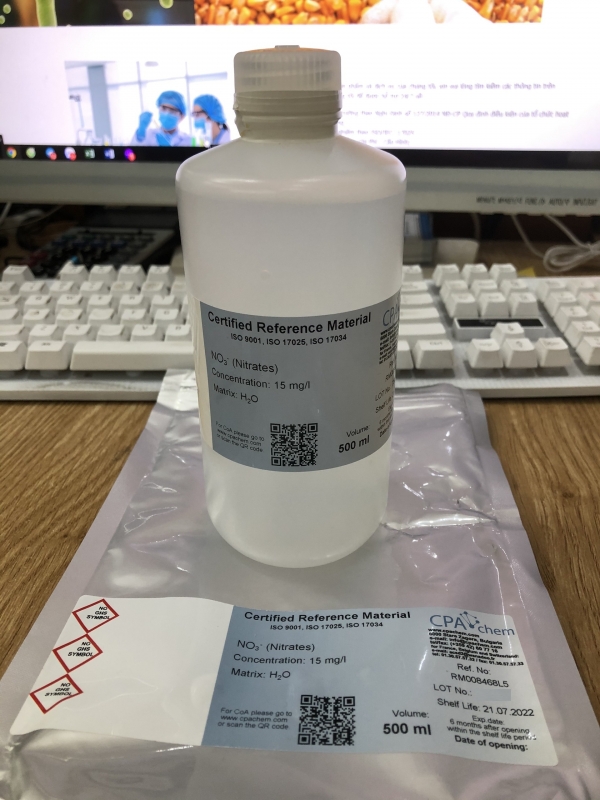 Dung dịch chuẩn Nitrates (NO3-) 15mg/l, chai 500mL, CPAchem