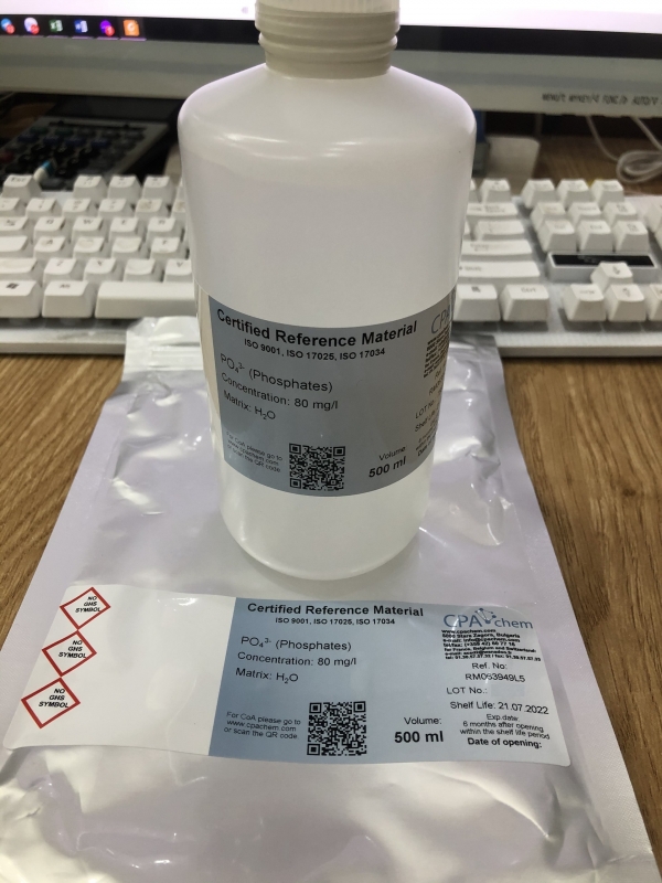 Dung dịch chuẩn Phosphates (PO4 3-) 80mg/l, chai 500mL, CPAchem