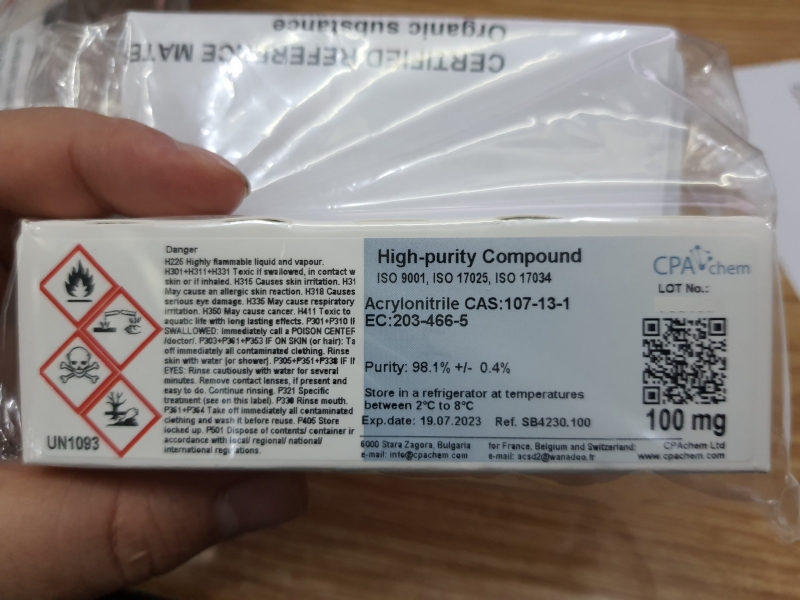 Chất chuẩn Acrylonitrile [CAS:107-13-1], CPAchem