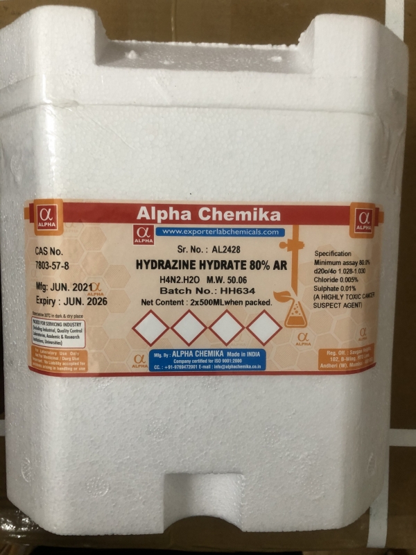 Hydrazine hydrate 80% AR,Alpha chemika