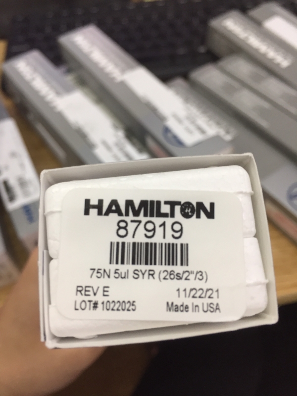 Dụng cụ hút mẫu, bơm mẫu Syringe 75N (26s/2/3) 5uL, mã 87919, hãng Hamilton, USA