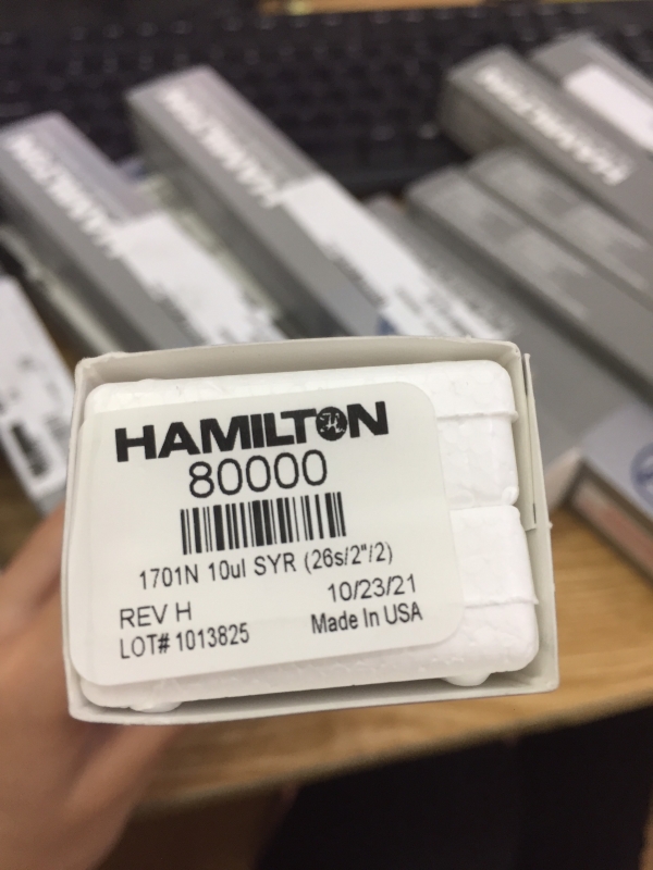 Dụng cụ hút mẫu, bơm mẫu Syringe 1701N (26s/2 /2) 10 uL, mã 80000, hãng Hamilton, USA