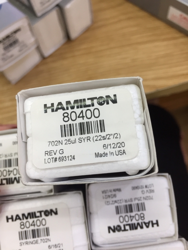 Dụng cụ hút mẫu, bơm mẫu Syringe 702N 25ul, mã 80400, hãng Hamilton, USA