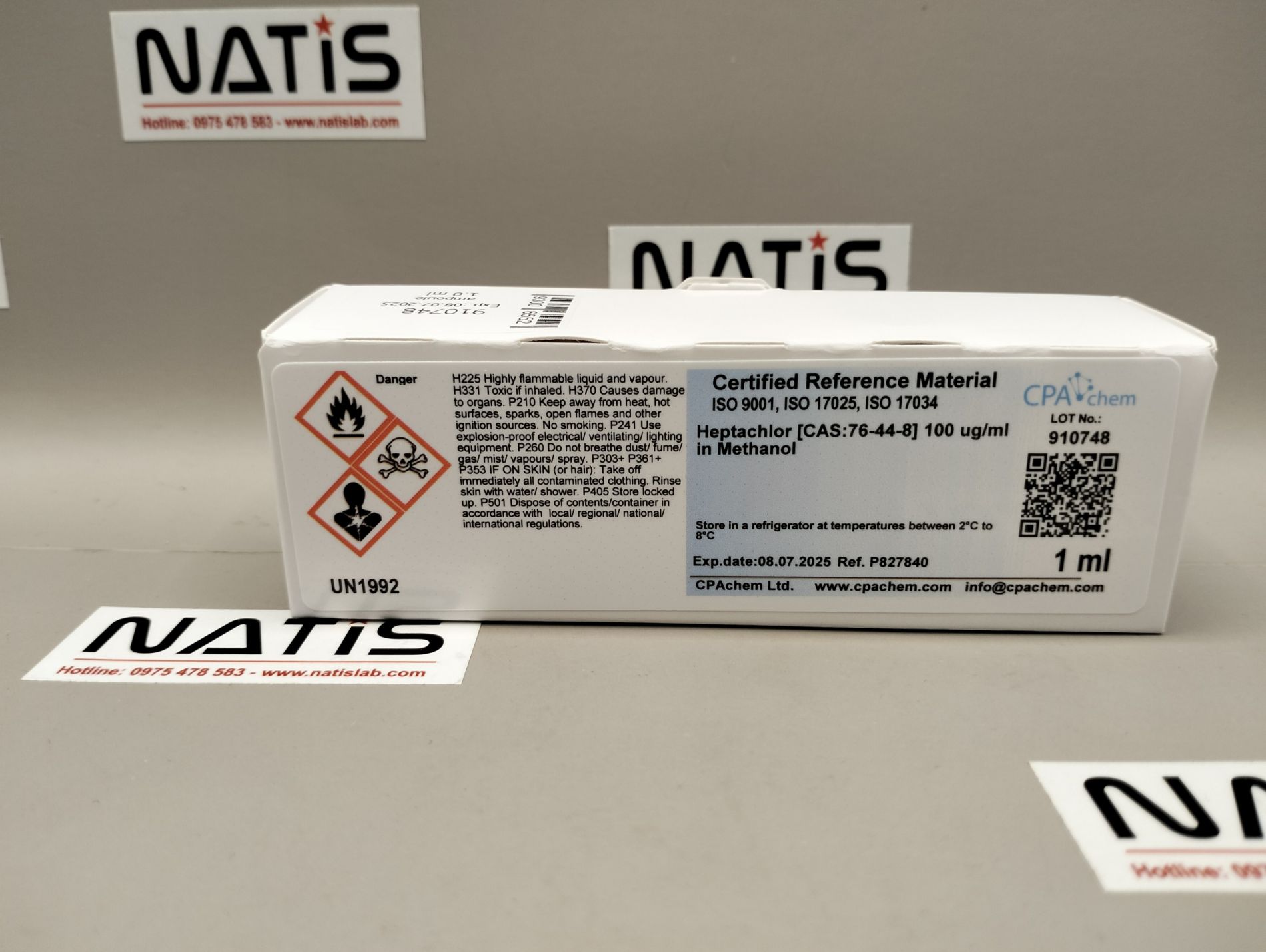 Dung dịch chuẩn Heptachlor [CAS:76-44-8] 100 ug/ml in Methanol, hãng CPAchem, Bungari