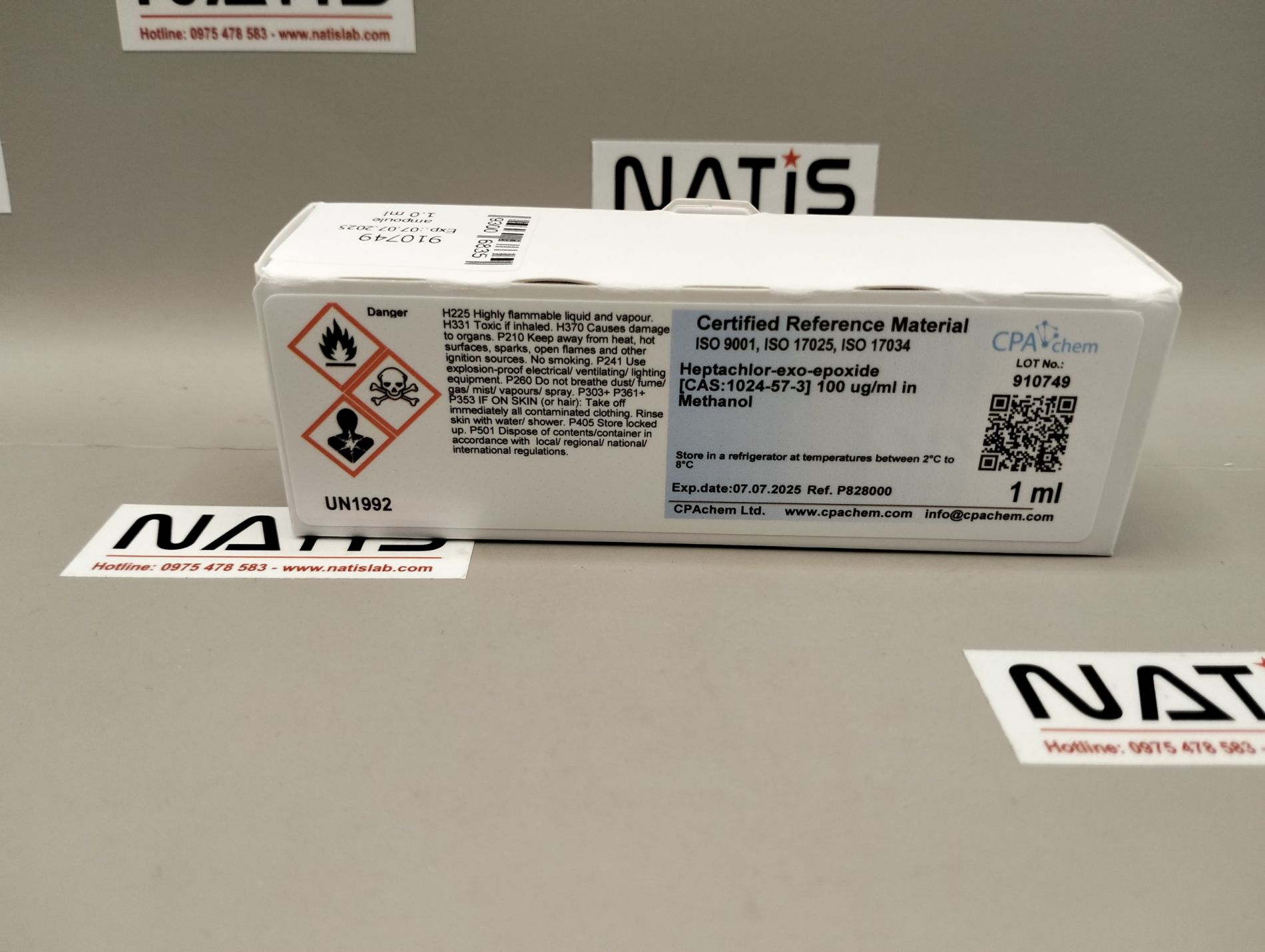Dung dịch chuẩn Heptachlor-exo-epoxide [CAS:1024-57-3] 100 ug/ml in Methanol, hãng CPAchem, Bungari