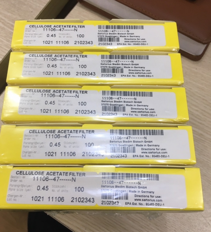 Giấy lọc Cellulose Acetate 0.45um, 47mm 11406-47-N, 100c/ hộp, Sartorius-Đức