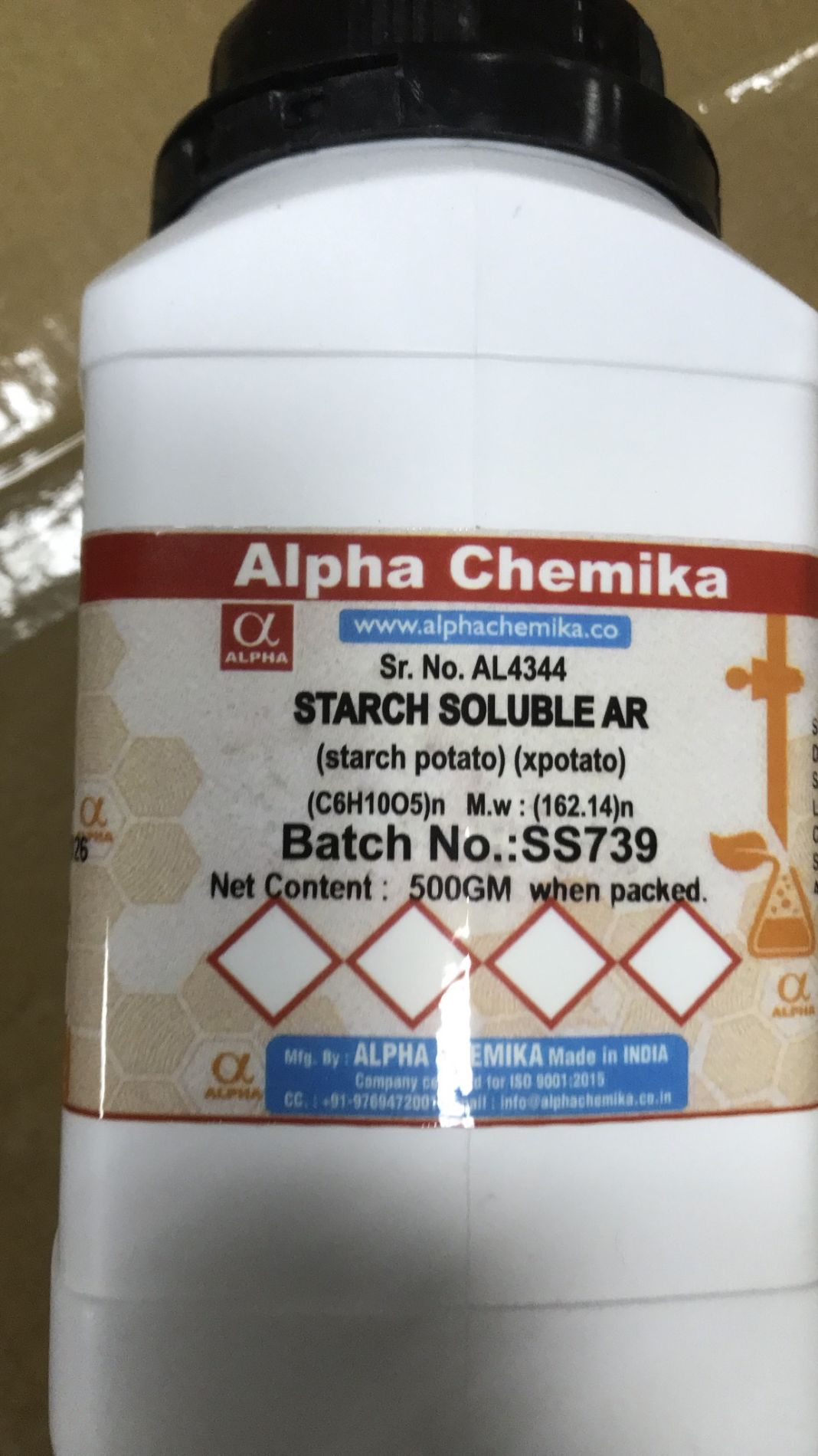Starch soluble AR, hãng Alpha chemika - Ấn Độ