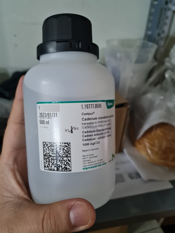 Dung dịch chuẩn Cadmium (Cd) 1000mg/L, chai 500ml, hãng Merck