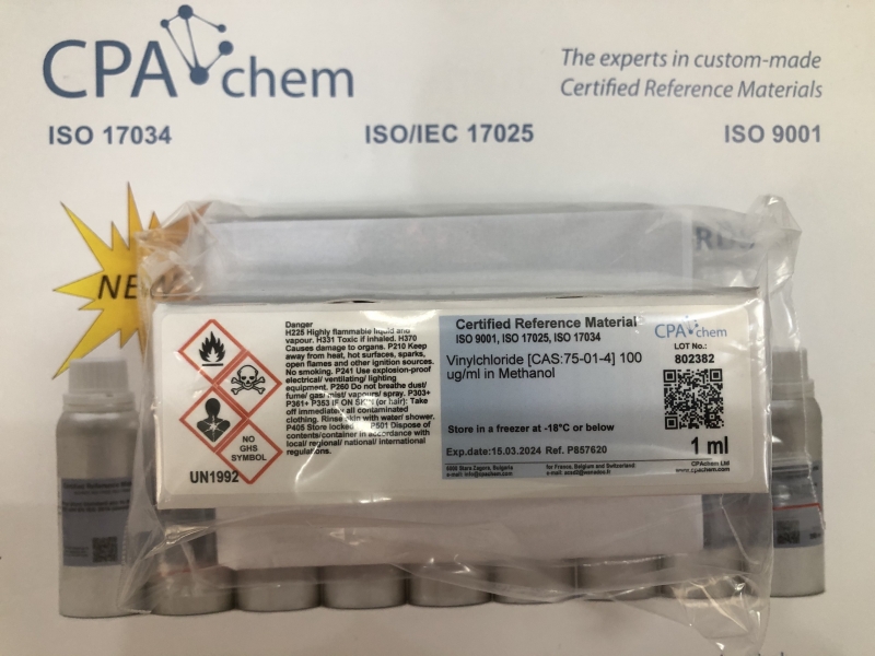 Dung dịch chuẩn Vinylchloride [CAS:75-01-4] 100 ug/ml in Methanol, hãng CPAchem, Bungari