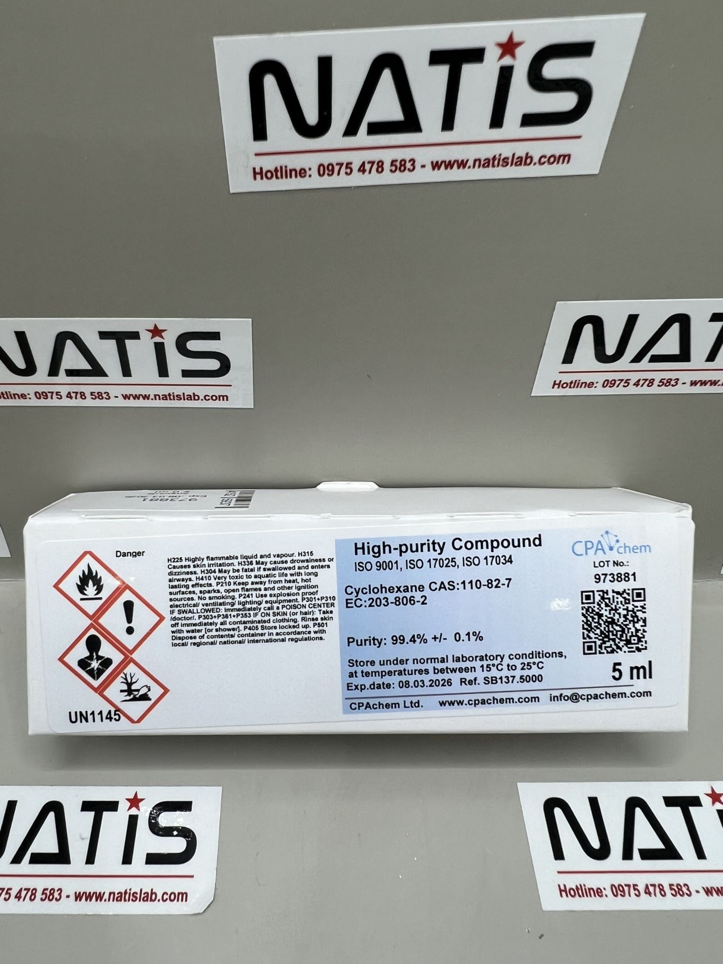 Chất chuẩn Cyclohexane CAS:110-82-7 EC:203-806-2, hãng CPAchem, Bungari