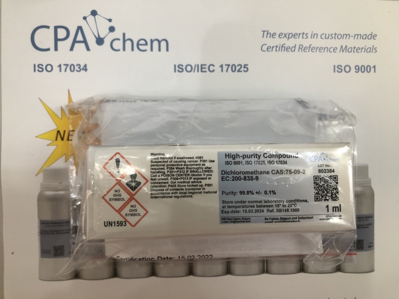 Chất chuẩn Dichloromethane CAS:75-09-2 EC:200-838-9, hãng CPAchem, Bungari