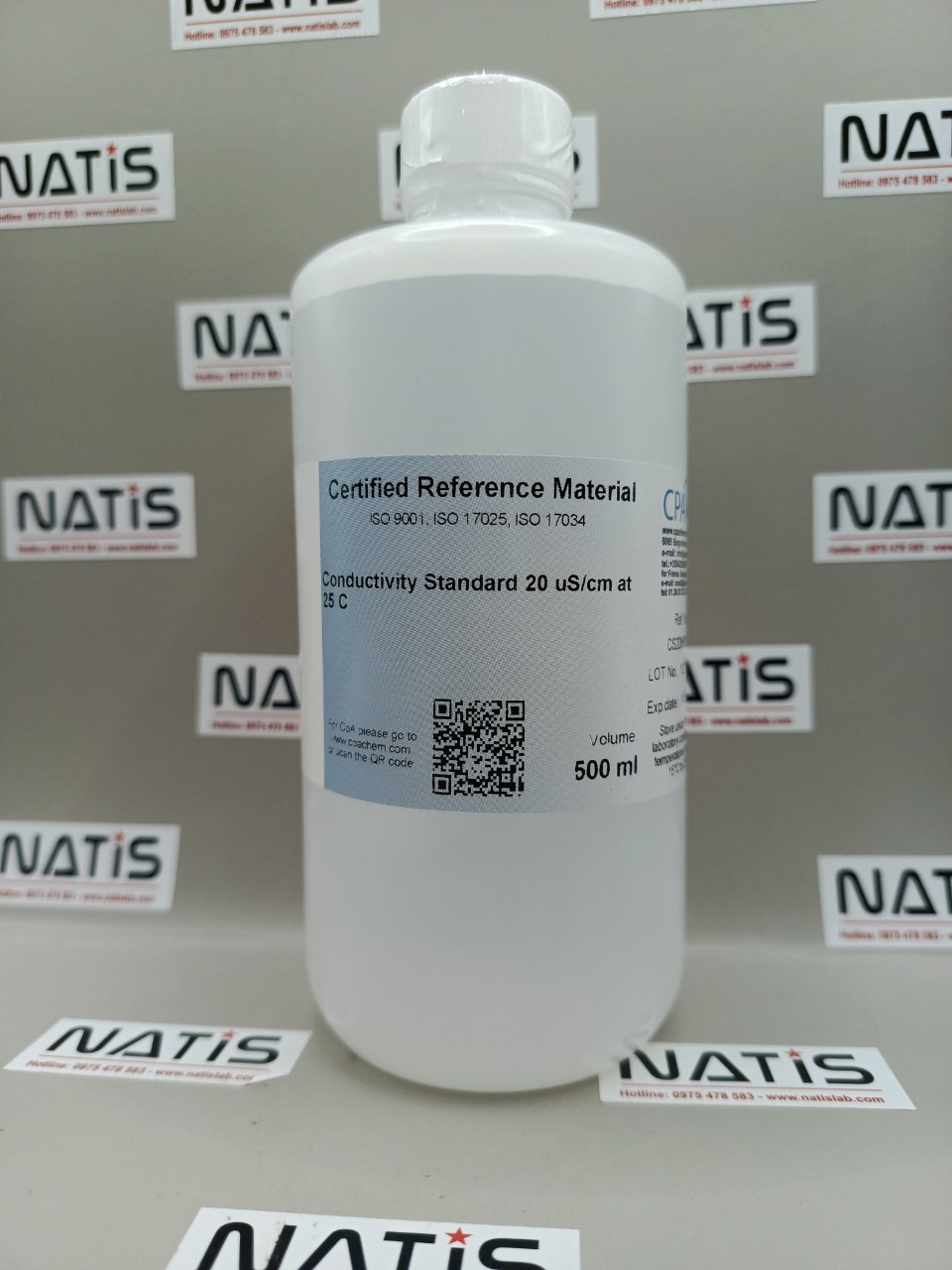 Dung dịch chuẩn Độ dẫn 20 us/cm - Conductivity Standard 20 uS/cm at 25 C, chai 500mL, hãng CPAchem, Bungari
