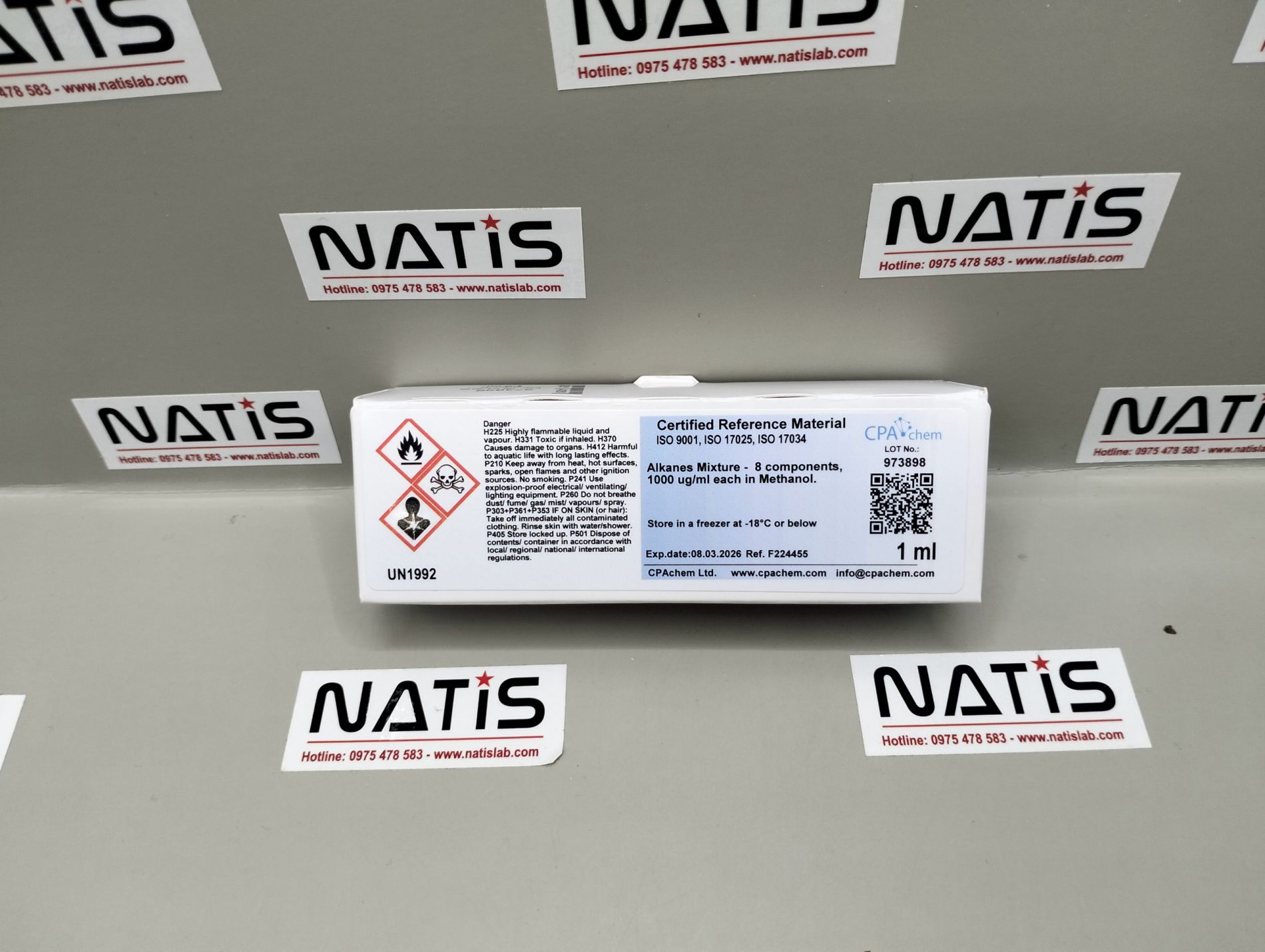 Dung dịch chuẩn Mix Alkanes 8 thành phần 1000ug/ml, mã F224455, hãng CPAchem, Bungari