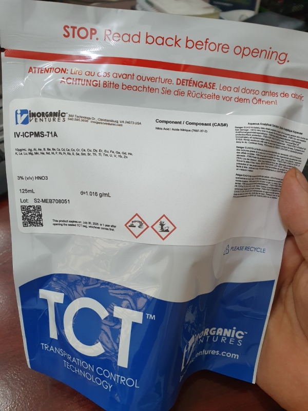 Dung dịch chuẩn ICP/MS 43 thành phần nồng độ 10ppm, lọ 125mL, hãng IV-Mỹ