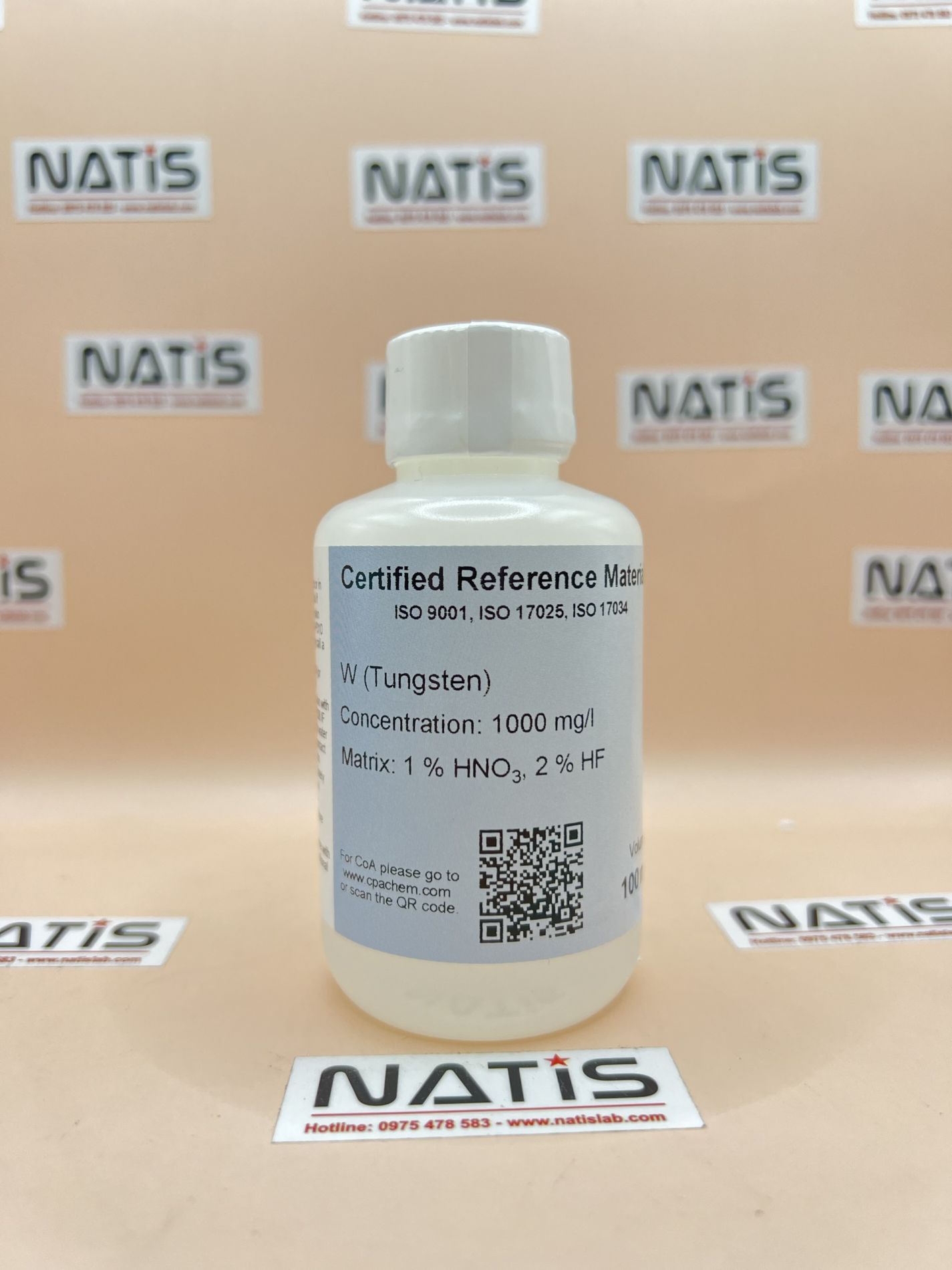Dung dịch chuẩn ICP - Tungsten W - 1000 mg/l, mã C066.1N2FP.L1, hãng CPAchem, Bungari