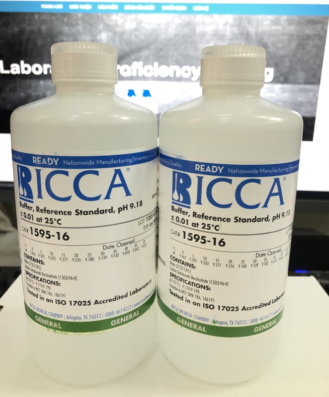 Buffer, Reference Standard, pH 9.18 ± 0.01 at 25°C, chai 500mL, hãng RICCA