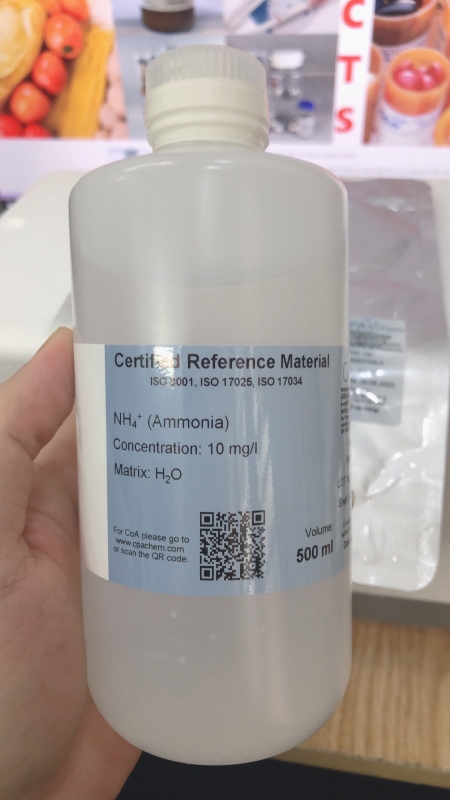 Dung dịch chuẩn NH4+ (Ammonia) nồng độ 10mg/L, chai 500mL, hãng CPAchem, Bungari