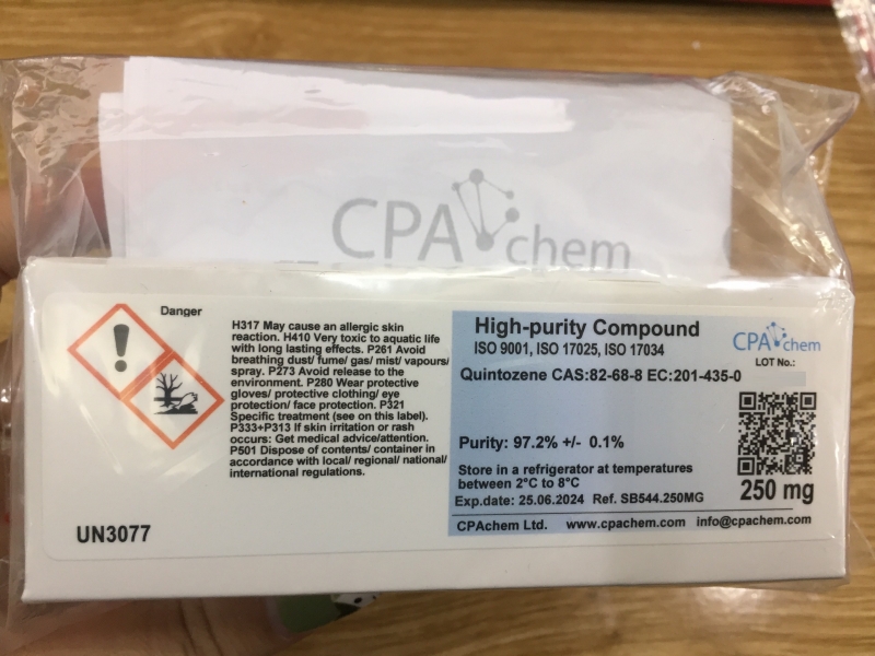 Chất chuẩn Quintozene CAS:82-68-8 EC:201-435-0, hãng CPAchem, Bungari