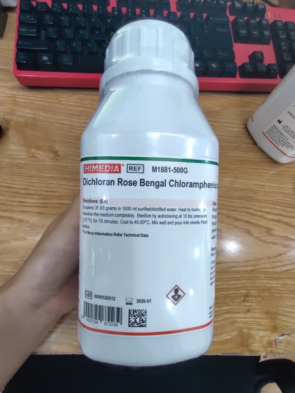 Dichloran Rose Bengal Chloramphenicol Agar (DRBC Agar), mã M1881-500G, hãng Himedia - Ấn Độ