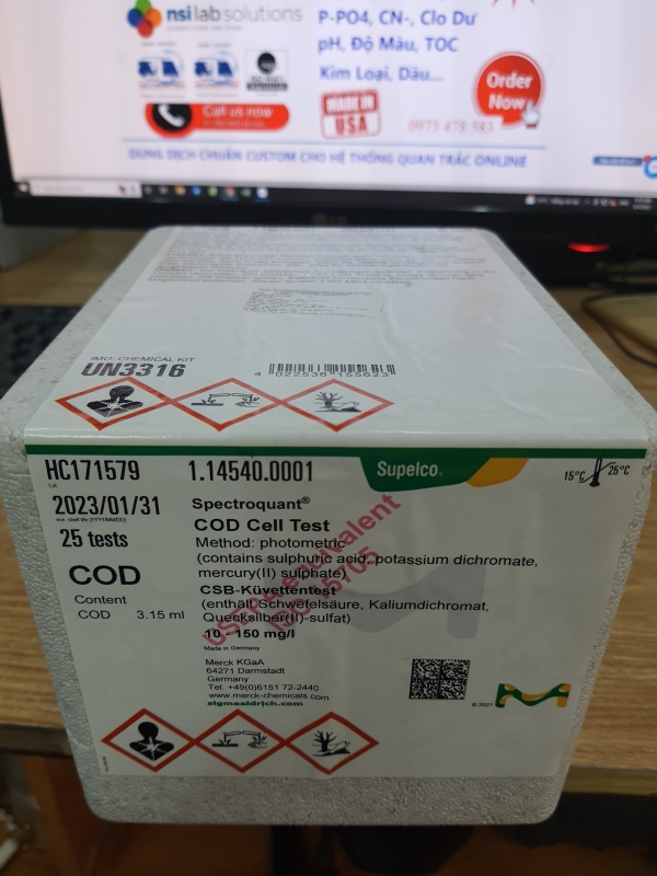 COD Cell Test Method: photometric 10 - 150 mg/l Spectroquant, hãng Merck