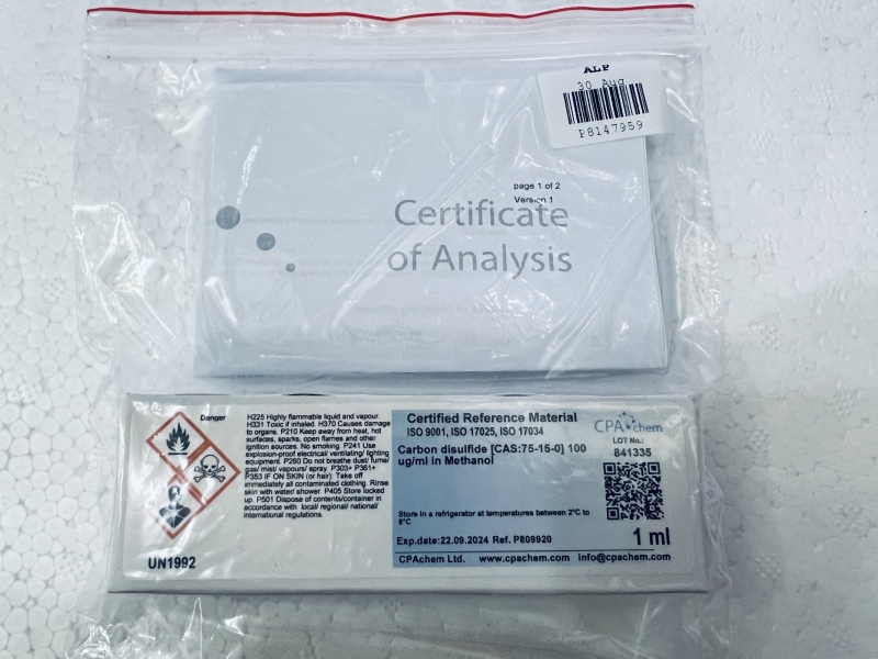 Dung dịch chuẩn Carbon disulfide [CAS:75-15-0] 100 ug/ml in Methanol, hãng CPAchem - Bungari