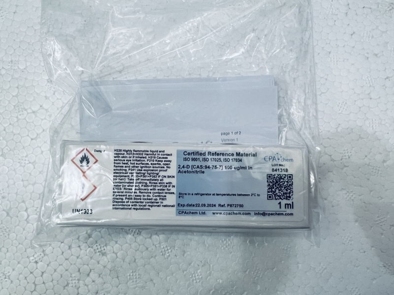 Dung dịch chuẩn 2,4-D [CAS:94-75-7] 100 ug/ml in Acetonitrile, hãng CPAchem - Bungari
