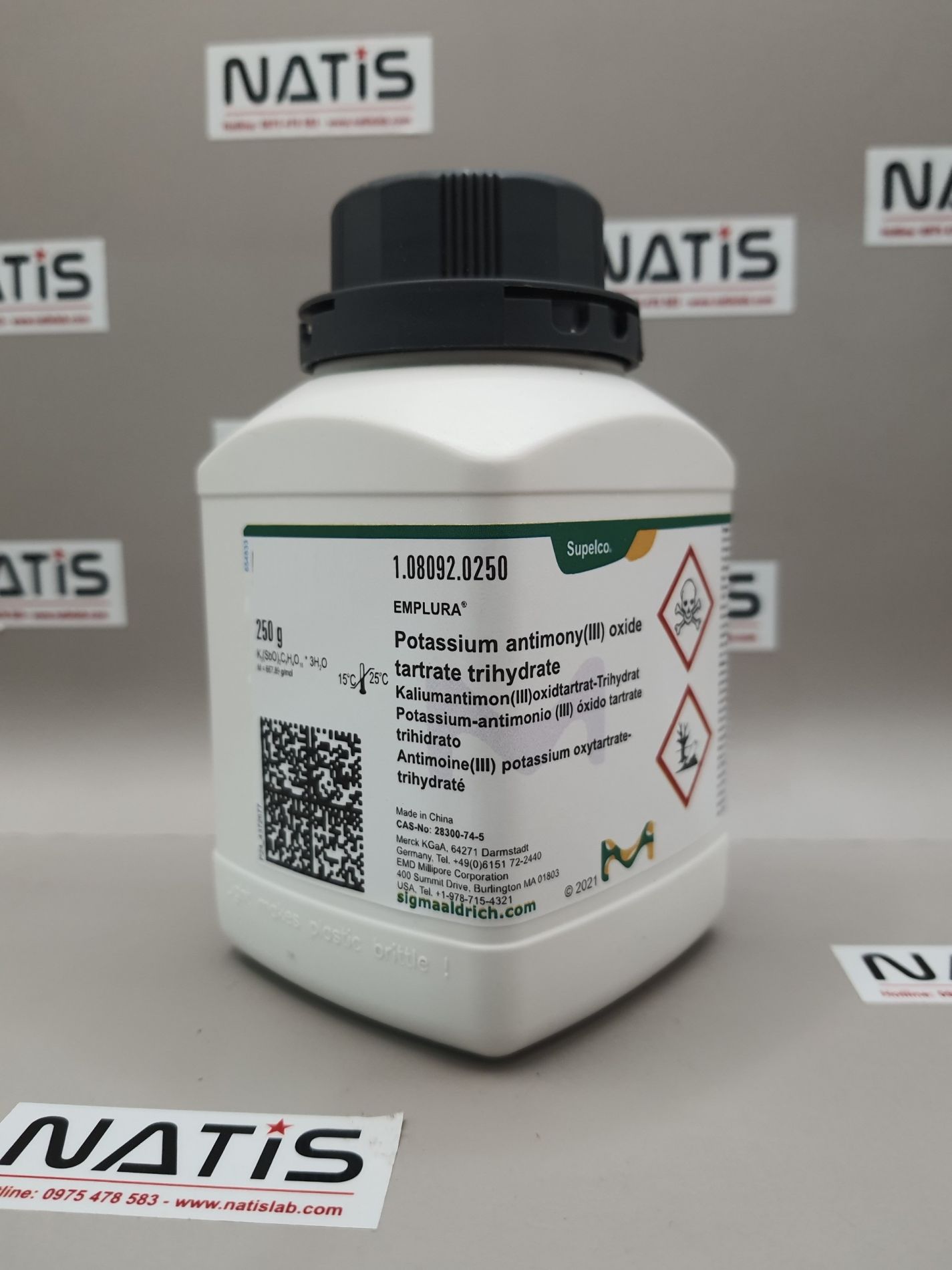 Hoá chất Potassium antimony (III) oxide tartrate trihydrate extra pure, hãng Merck