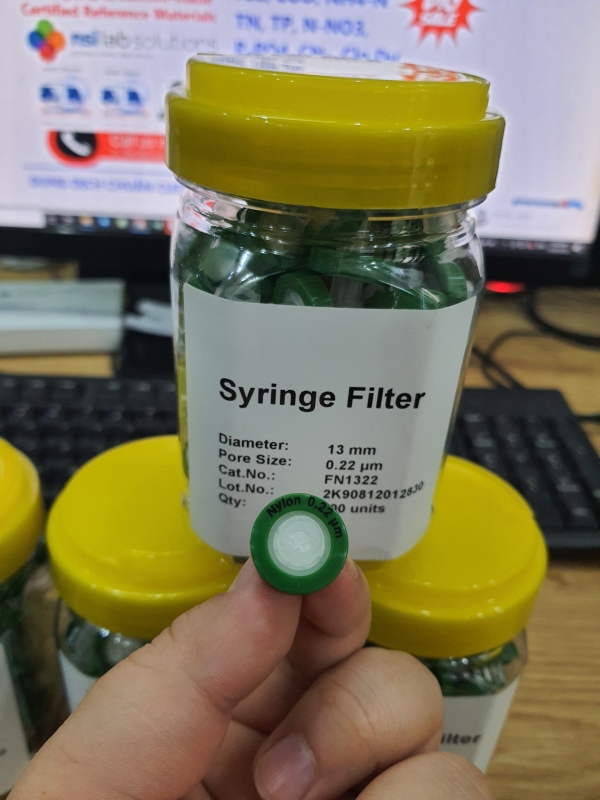 Đầu lọc ĐK 13mm Nylon Syringe Filter 0.22um, Green, 100pcs/pk, TQ