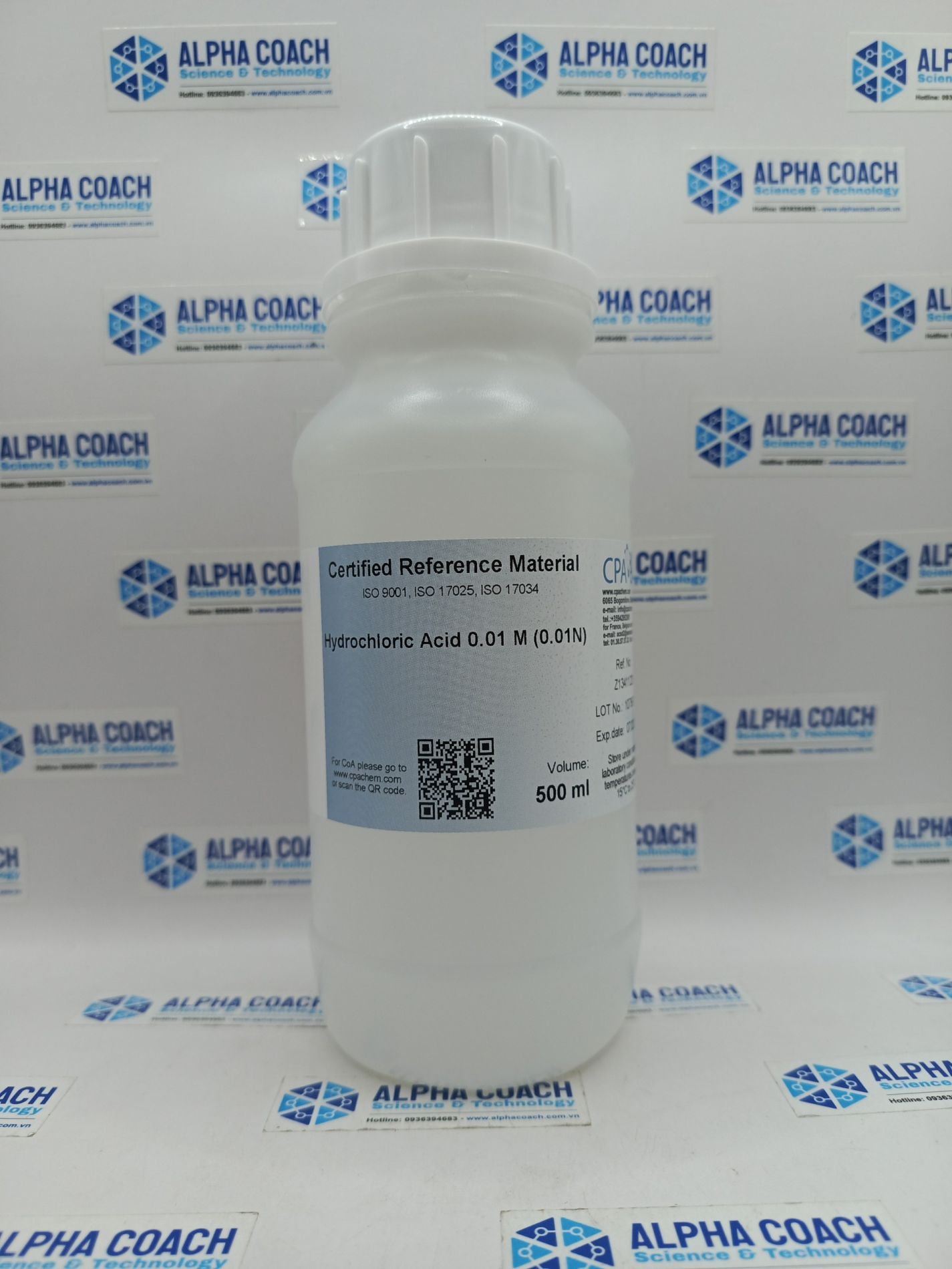 Dung dịch chuẩn Hydrochloric Acid 0.01 M (0.01N), mã Z13411228, hãng CPAchem - Bungari