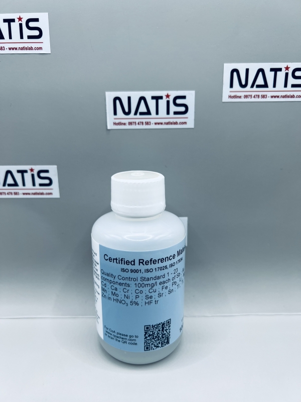 Dung dịch chuẩn kiểm soát chất lượng 1 - 23 thành phần nồng độ 100mg/l, mã B0D3.K1.5N.L1, chai 100mL, hãng CPAchem, Bungari