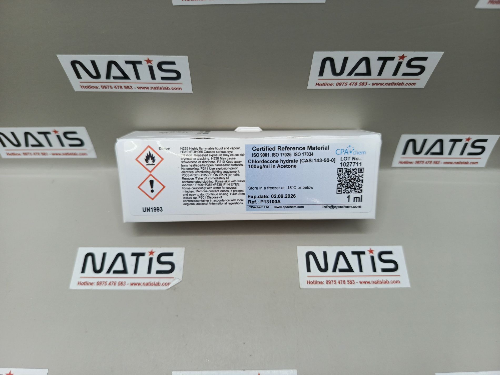 Dung dịch chuẩn Chlordecone hydrate [CAS:143-50-0] 100ug/ml in Acetone, hãng CPAchem, Bungari