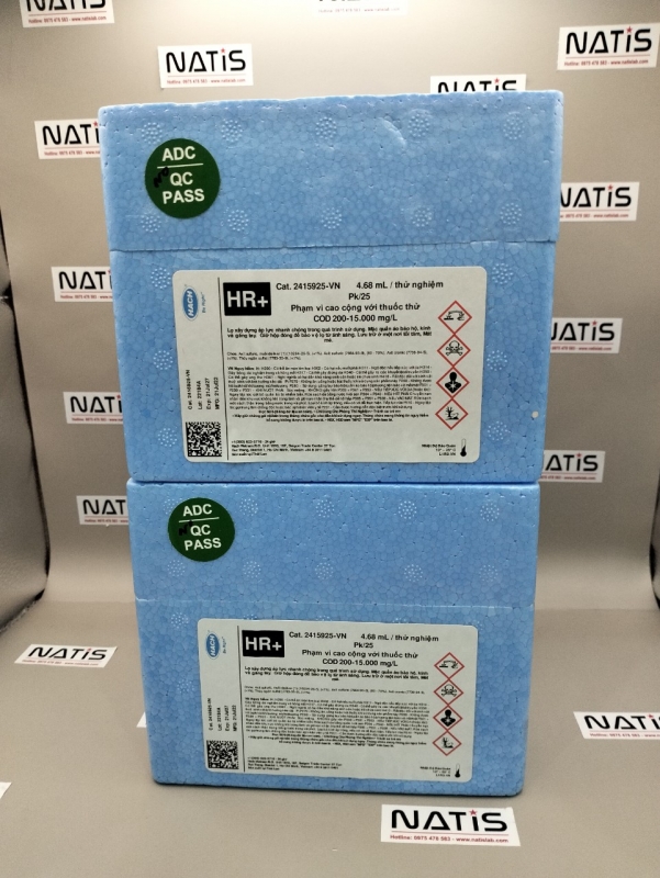 Thuốc thử COD thang cao 200 - 15,000 mg/L, mã 2415925, hộp 25 ống, hãng HACH