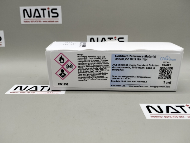 ACs Internal Stock Standard Solution 4 components (ISO 15680) 2000ug/ml, mã F109951.1, hãng CPAchem - Bungari