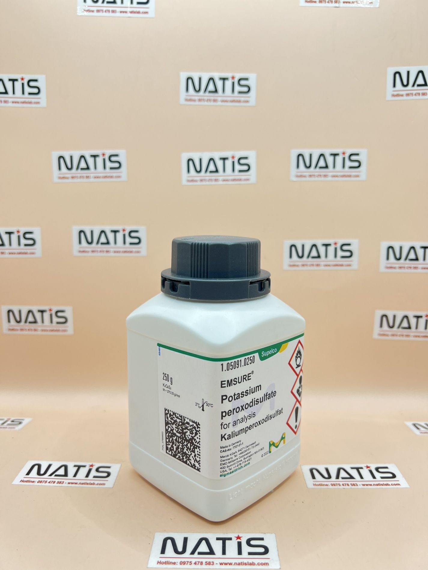 Hóa chất Potassium peroxodisulfate, lọ 250g, hãng Merck