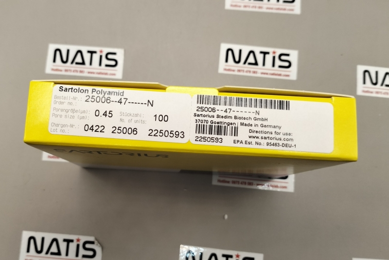 Màng lọc Nylon, lỗ lọc 0.45 µm, Ø 25mm, 100 tấm/hộp, hãng Sartorius/Đức