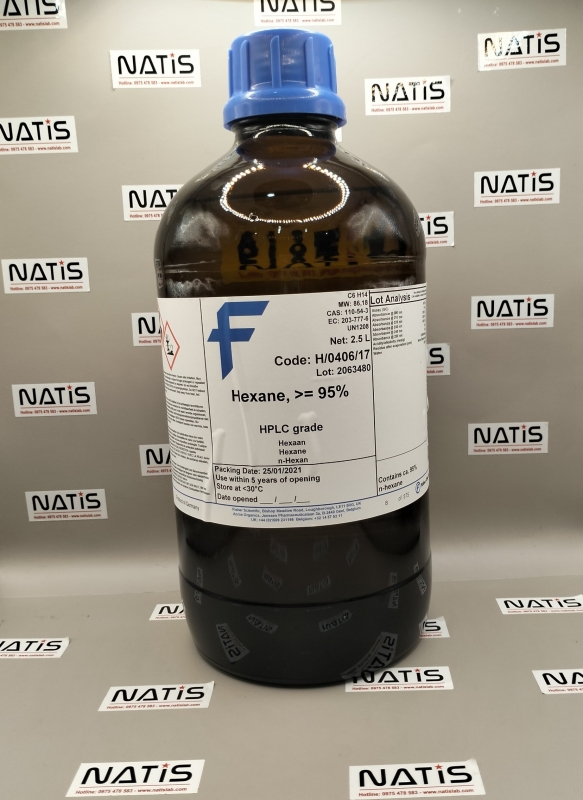 Hóa chất Hexane HPLC, mã H/0406/17, chai 2.5Lit, hãng Fisher