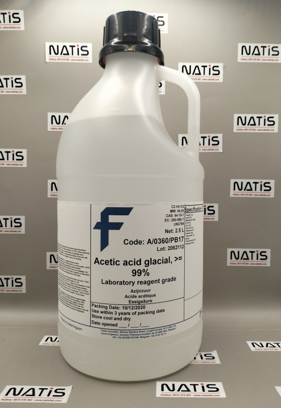 Hóa chất Acetic Acid Glacial, Extra Pure, SLR, A/0360/PB17, Fisher